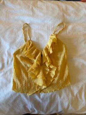 Yellow Ruffled Pleated Cami Top